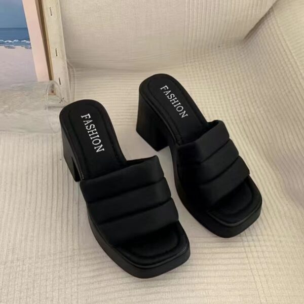 Thick Bottom Chunky Heel Waterproof Platform High Heels All-matching Slippers - Image 4