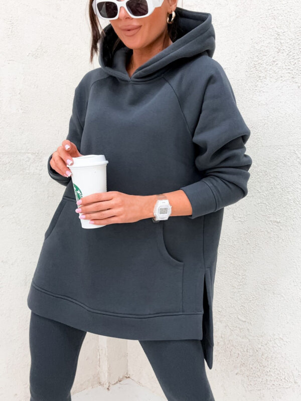 Women's Solid Color Hooded Casual Loose Sweater - Image 3