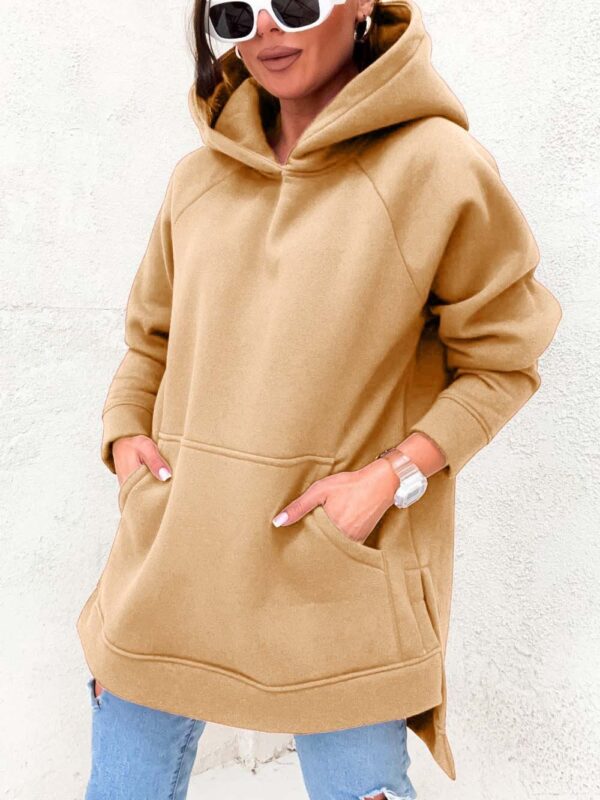 Women's Solid Color Hooded Casual Loose Sweater - Image 6