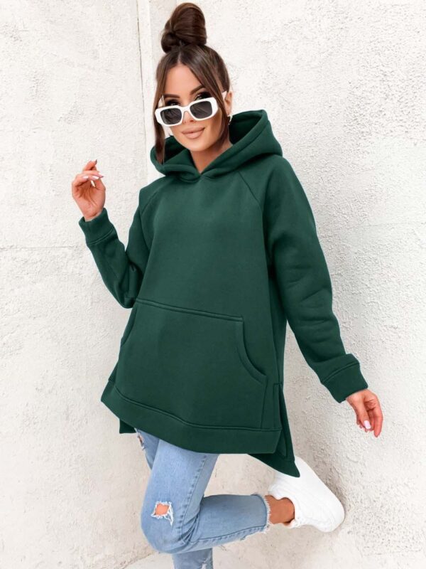 Women's Solid Color Hooded Casual Loose Sweater - Image 8