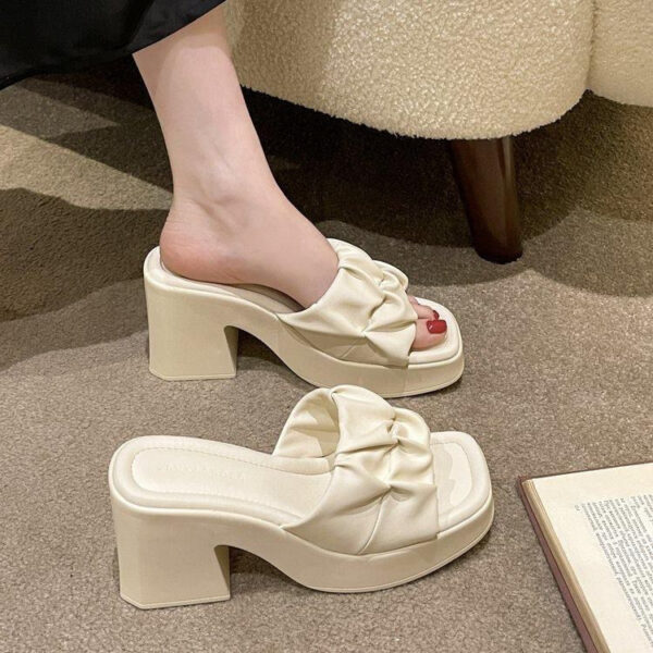 Thick Bottom Chunky Heel Waterproof Platform High Heels All-matching Slippers - Image 6
