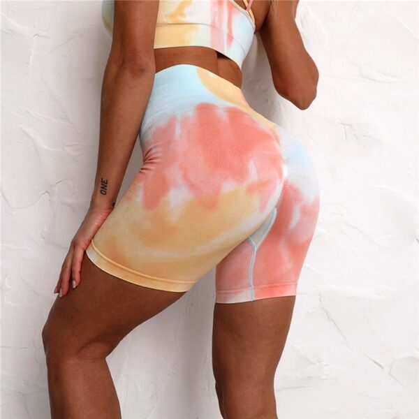 Seamless Sport Set Women Two Piece 2PCS Tie Dye Crop Bra Shorts Workout Outfit Fitness Wear Running Gym Female Yoga Sets Clothes - Image 2