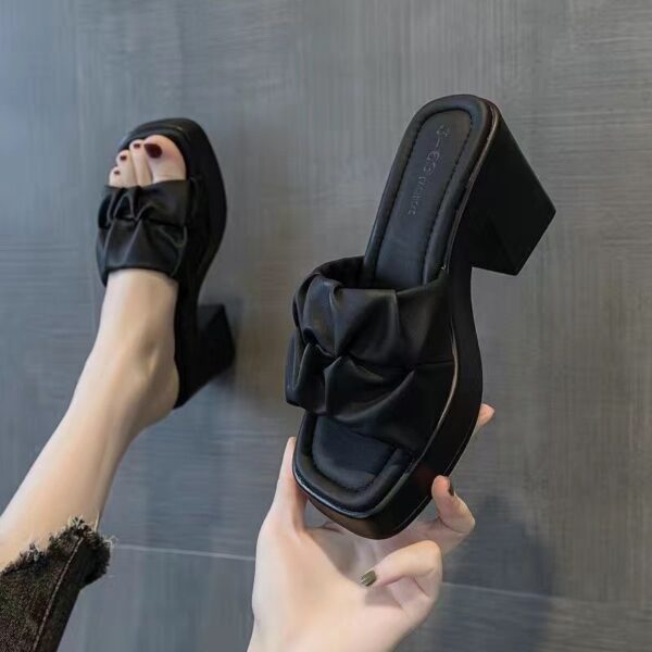 Thick Bottom Chunky Heel Waterproof Platform High Heels All-matching Slippers - Image 3