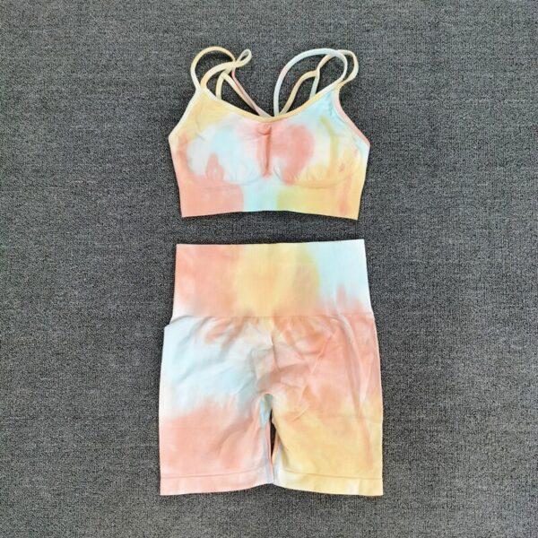 Seamless Sport Set Women Two Piece 2PCS Tie Dye Crop Bra Shorts Workout Outfit Fitness Wear Running Gym Female Yoga Sets Clothes - Image 7