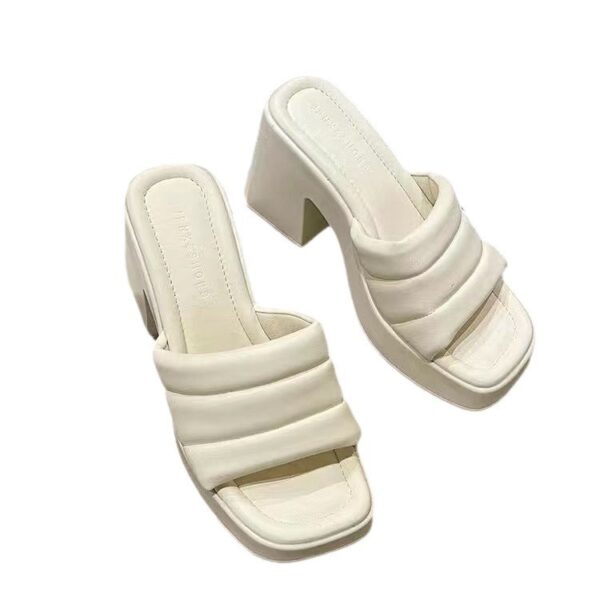 Thick Bottom Chunky Heel Waterproof Platform High Heels All-matching Slippers - Image 7