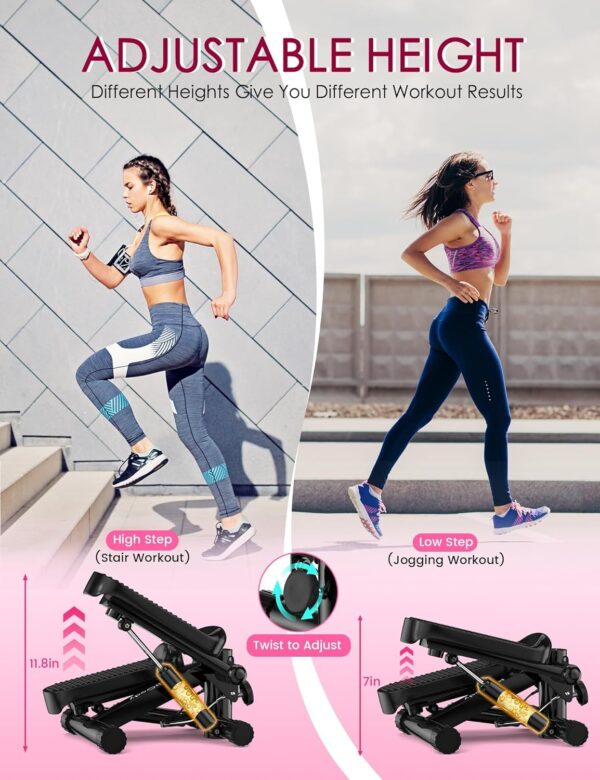 Steppers For Exercise At Home, Space-saving Stair Stepper With Resistance Bands, Mini Stepper For Home And Office Use With 330LBS Loading Capacity - Image 4