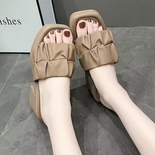 Thick Bottom Chunky Heel Waterproof Platform High Heels All-matching Slippers - Image 8