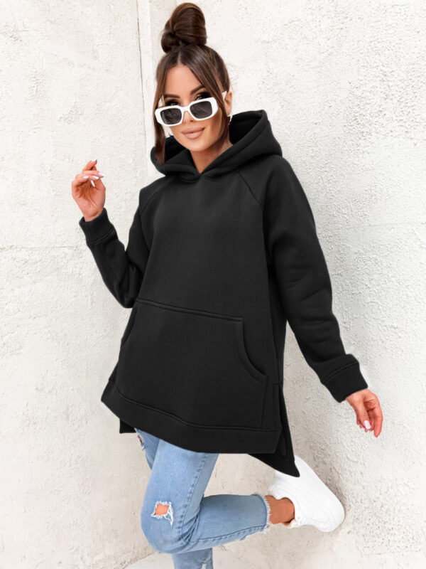 Women's Solid Color Hooded Casual Loose Sweater - Image 9