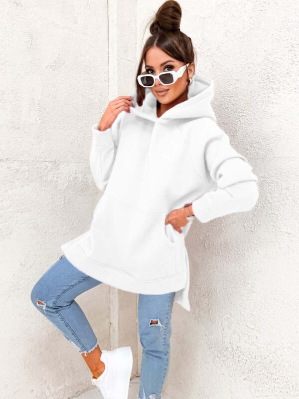 Women's Solid Color Hooded Casual Loose Sweater - Image 7
