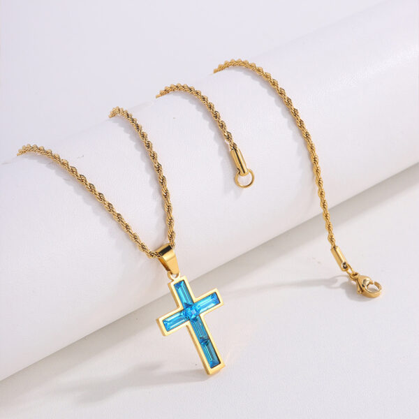 Fashion Jewelry European And American Ing Style Diamond Cross Necklace Unique No Color Fading - Image 4