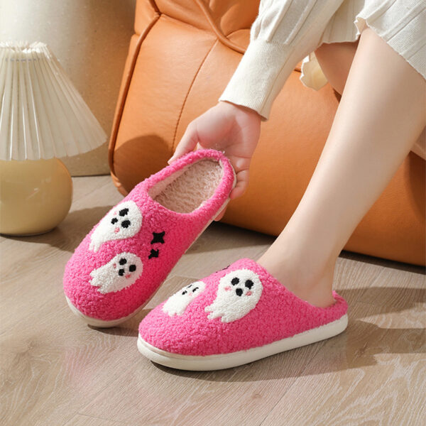 Halloween Cartoon Ghost Cotton Slippers For Women Indoor Non-slip Bedroom Floor Slipper Winter House Shoes - Image 6