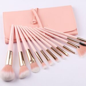 Set of 12 makeup brushes with pointed tail handles