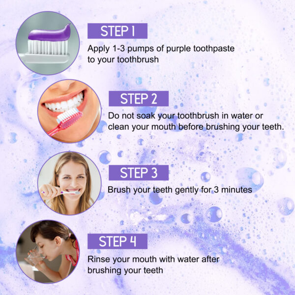 Jaysuing Purple Tooth Whitening Toothpaste, Brightens Teeth Cleans Stains And Relieves Bad Breath Beautiful Teeth Toothpaste - Image 4