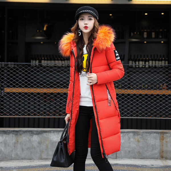 Long cotton jacket hooded big fur collar down jacket - Image 6