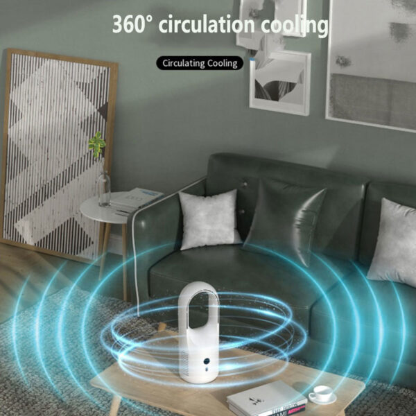 Electric Bladeless Fan Cooler Desktop Portable Usb Rechargable Fan Wireless Led Display Silent 360 Circulation - Image 8