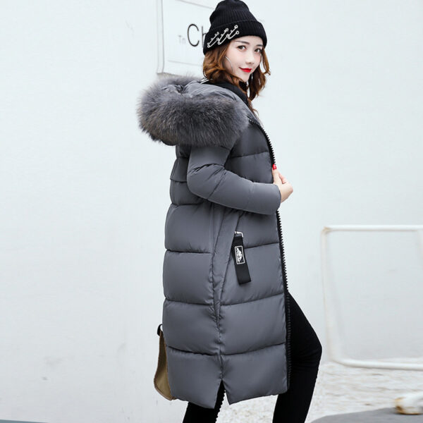 Long cotton jacket hooded big fur collar down jacket - Image 3