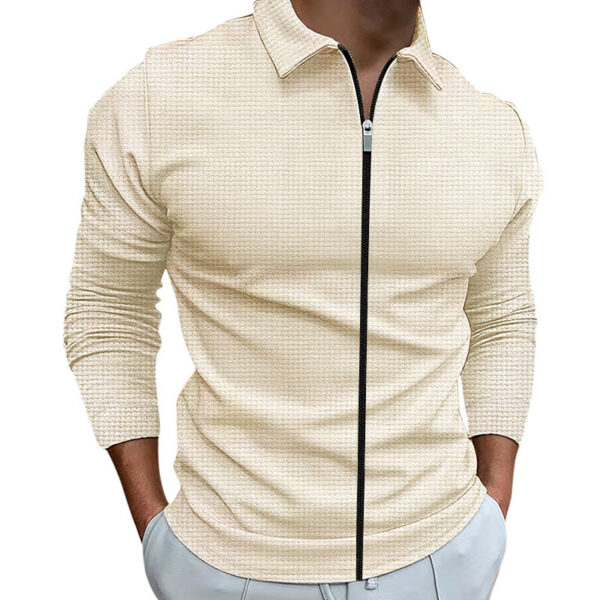 Men's Clothing Waffle Style Zipped Lapel Jacket Outdoor Sports Tops - Image 5