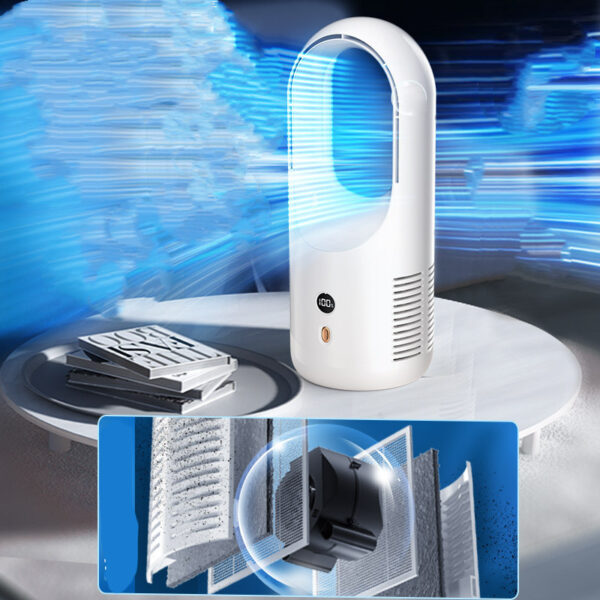Electric Bladeless Fan Cooler Desktop Portable Usb Rechargable Fan Wireless Led Display Silent 360 Circulation - Image 6