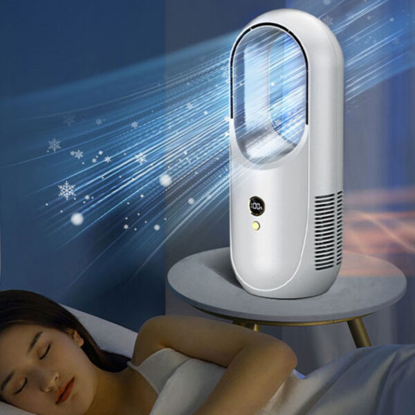 Electric Bladeless Fan Cooler Desktop Portable Usb Rechargable Fan Wireless Led Display Silent 360 Circulation - Image 7