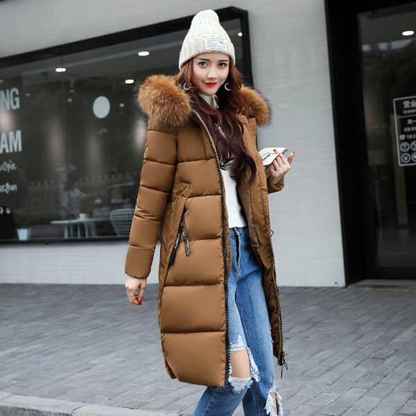 Long cotton jacket hooded big fur collar down jacket - Image 2