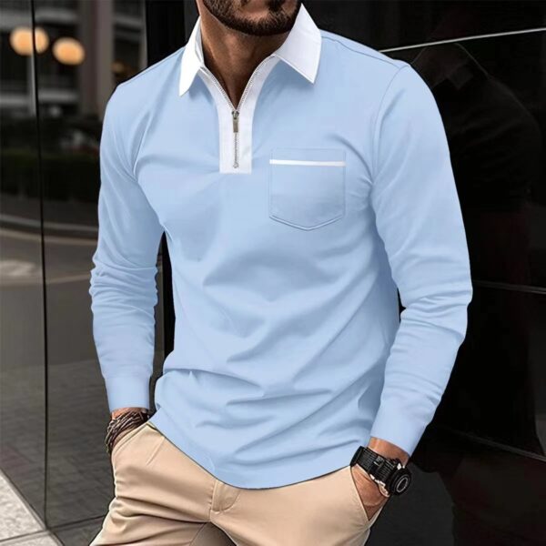 2025 Autumn Mens Long Sleeve Zipper Polo Shirts Casual Lapel Collar Zip Up Henley Shirts Cotton Sports Golf Tennis T-Shirts With Pockets - Image 10