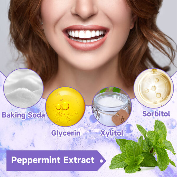 Jaysuing Purple Tooth Whitening Toothpaste, Brightens Teeth Cleans Stains And Relieves Bad Breath Beautiful Teeth Toothpaste - Image 5