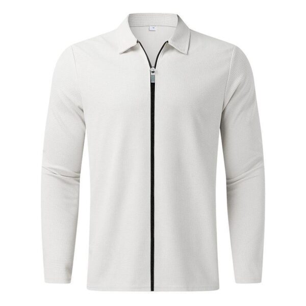 Men's Clothing Waffle Style Zipped Lapel Jacket Outdoor Sports Tops - Image 3