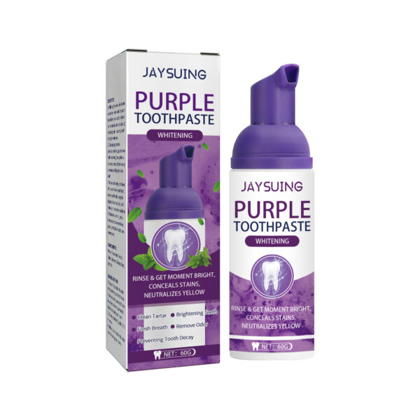 Jaysuing Purple Tooth Whitening Toothpaste, Brightens Teeth Cleans Stains And Relieves Bad Breath Beautiful Teeth Toothpaste - Image 3