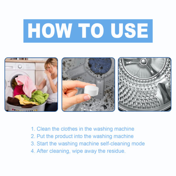 Jaysuing Washing Machine Cleaning Tablets Washing Machine Trough Automatic Roller Cleaning Dirt & Odor Cleaning Tablets - Image 3