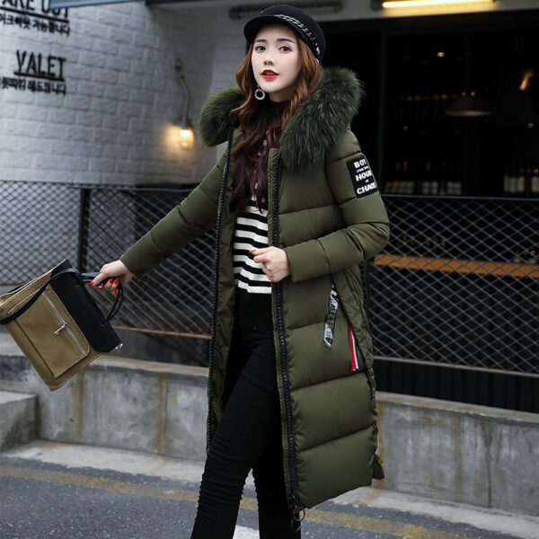Long cotton jacket hooded big fur collar down jacket - Image 4