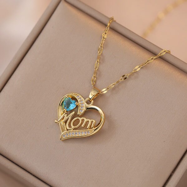 Mother's Day Jewelry High Grade Zircon Heart Flower Pendant Necklace Stainless Steel Trendy Geometric Choker Jewelry Party Gifts For Women Girls - Image 3