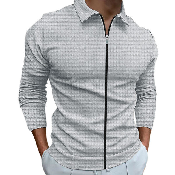 Men's Clothing Waffle Style Zipped Lapel Jacket Outdoor Sports Tops - Image 4