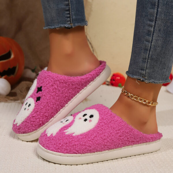 Halloween Cartoon Ghost Cotton Slippers For Women Indoor Non-slip Bedroom Floor Slipper Winter House Shoes - Image 4