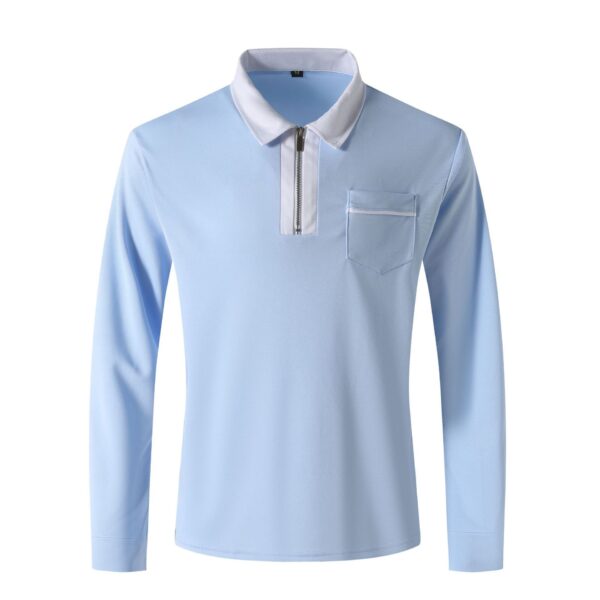 2025 Autumn Mens Long Sleeve Zipper Polo Shirts Casual Lapel Collar Zip Up Henley Shirts Cotton Sports Golf Tennis T-Shirts With Pockets - Image 5