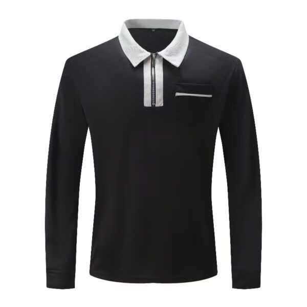 2025 Autumn Mens Long Sleeve Zipper Polo Shirts Casual Lapel Collar Zip Up Henley Shirts Cotton Sports Golf Tennis T-Shirts With Pockets - Image 8