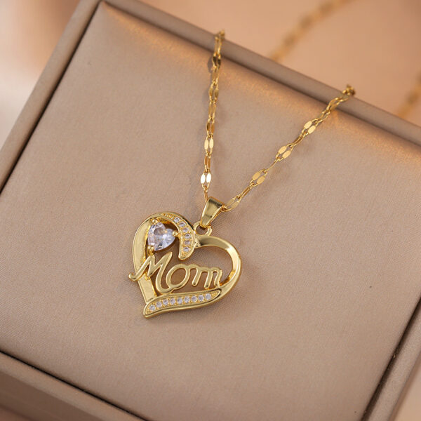 Mother's Day Jewelry High Grade Zircon Heart Flower Pendant Necklace Stainless Steel Trendy Geometric Choker Jewelry Party Gifts For Women Girls - Image 2