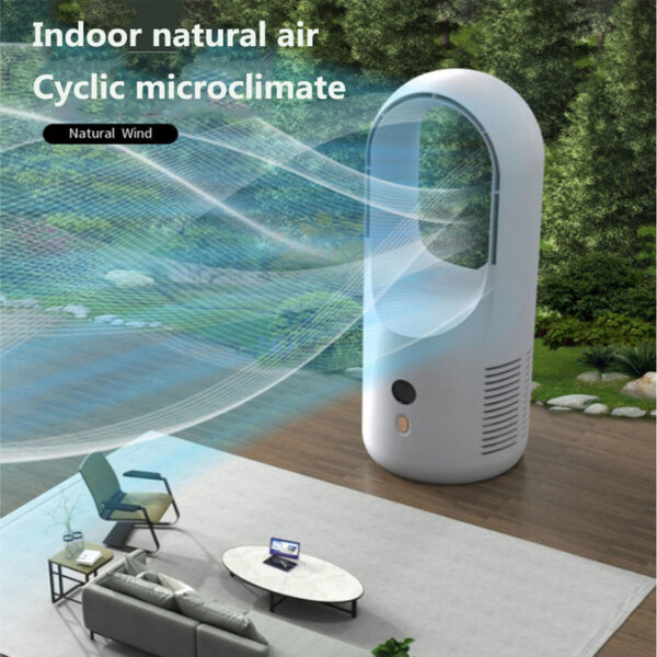 Electric Bladeless Fan Cooler Desktop Portable Usb Rechargable Fan Wireless Led Display Silent 360 Circulation - Image 2