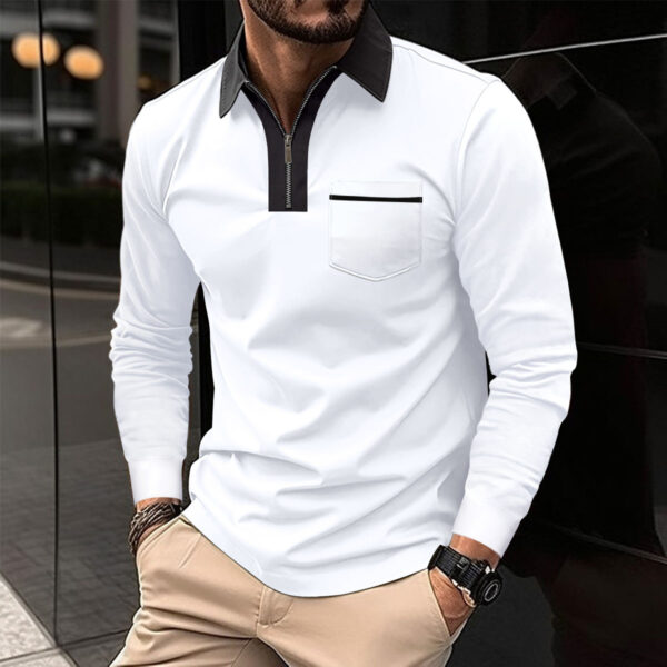 2025 Autumn Mens Long Sleeve Zipper Polo Shirts Casual Lapel Collar Zip Up Henley Shirts Cotton Sports Golf Tennis T-Shirts With Pockets - Image 6