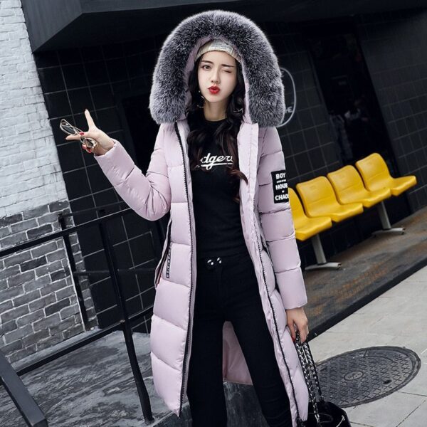 Long cotton jacket hooded big fur collar down jacket - Image 8