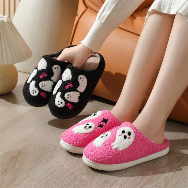 Halloween Cartoon Ghost Cotton Slippers For Women Indoor Non-slip Bedroom Floor Slipper Winter House Shoes - Image 2