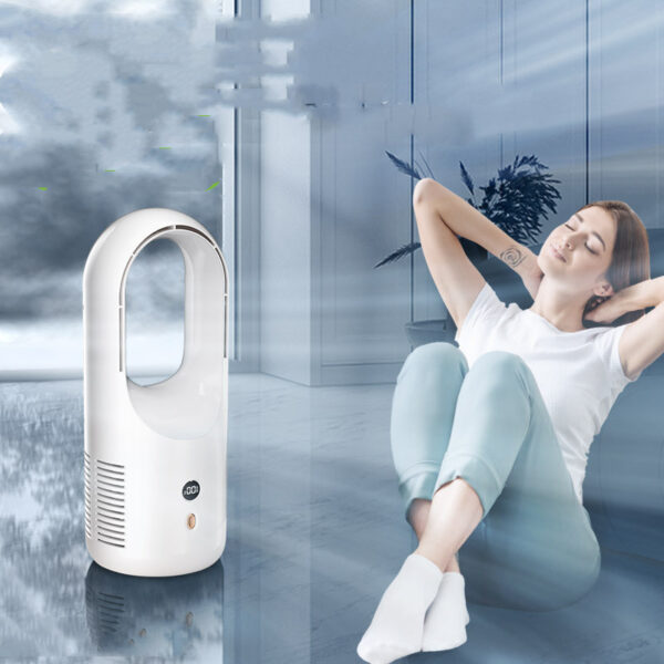 Electric Bladeless Fan Cooler Desktop Portable Usb Rechargable Fan Wireless Led Display Silent 360 Circulation - Image 9