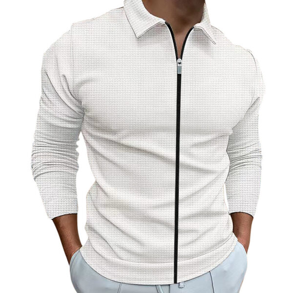 Men's Clothing Waffle Style Zipped Lapel Jacket Outdoor Sports Tops - Image 2