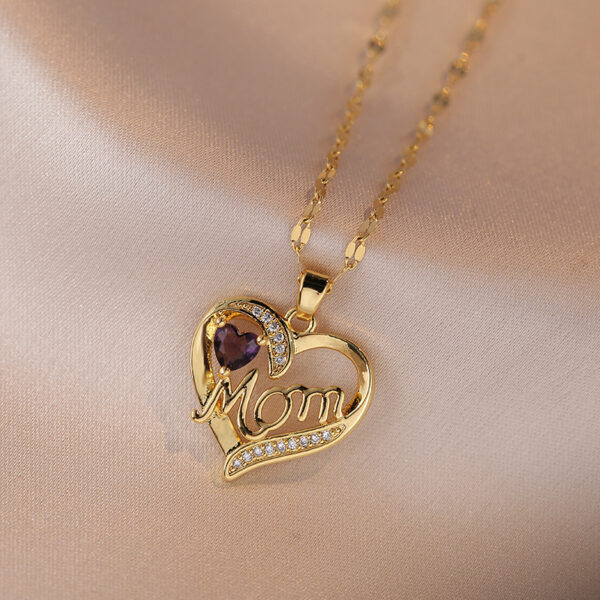 Mother's Day Jewelry High Grade Zircon Heart Flower Pendant Necklace Stainless Steel Trendy Geometric Choker Jewelry Party Gifts For Women Girls - Image 4
