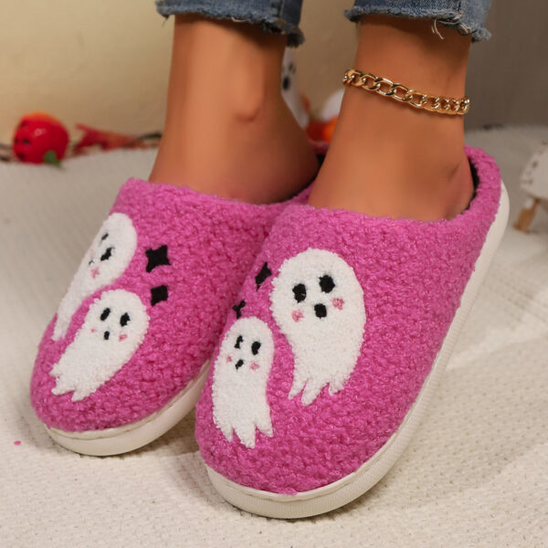 Halloween Cartoon Ghost Cotton Slippers For Women Indoor Non-slip Bedroom Floor Slipper Winter House Shoes - Image 3