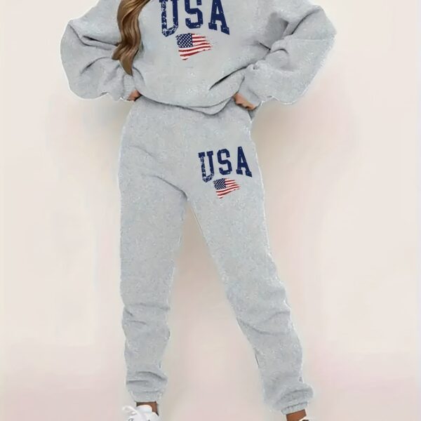 Women's Hooded Printed Sweater Suit - Image 2